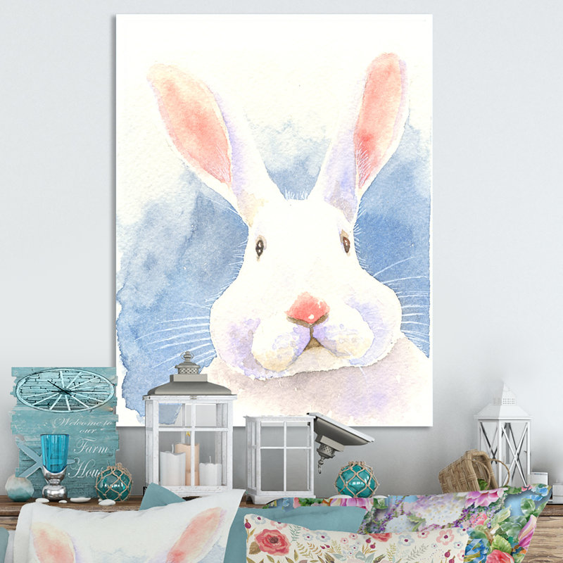 Portrait d'un joli lapin - reproduction sur toile, H 20 po x l 12 po x P 1 po, Toile tendue