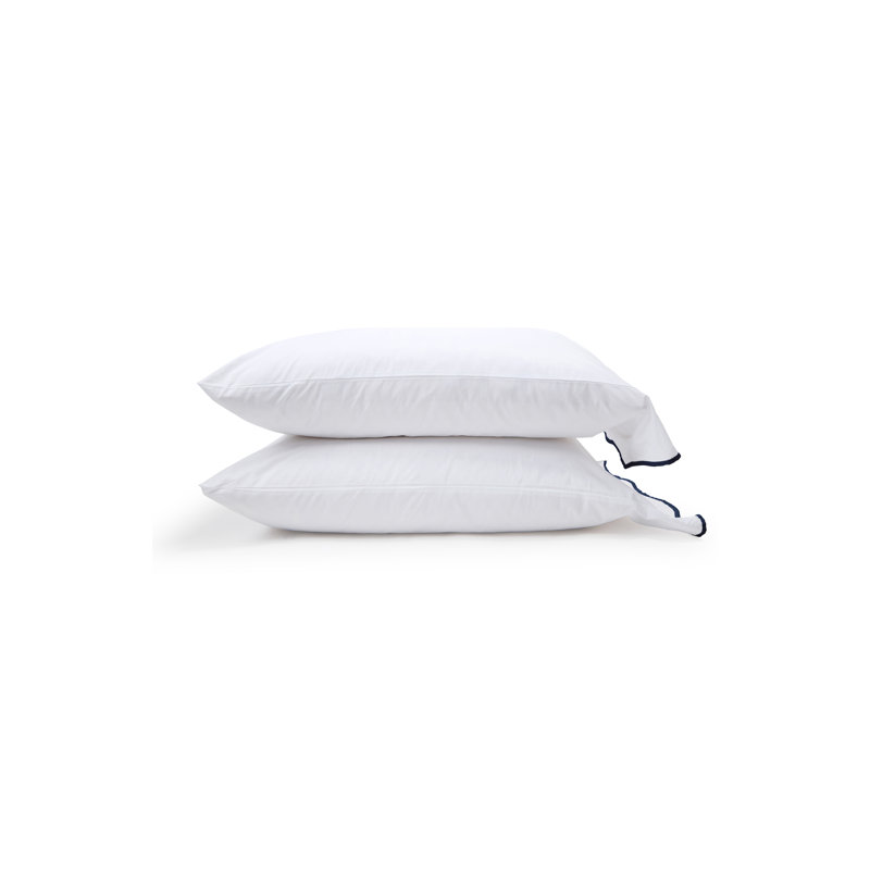 Skylar Pillow Case, White/Navy, King Pillow Case