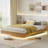 Queen Floating Bed Frame With LED Lights, Modern Fluted Floating Platform Bed With Heavy Duty Metal Slats, No Headboard-2114136077-2114136079