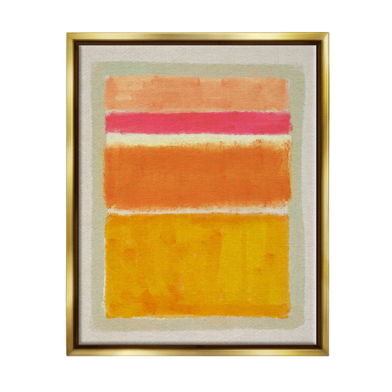 Arrangement giclée à rayures orange variées par Victoria Barnes, H 21 po x l 17 po x P 1,7 po, Cadre flottant métallique doré