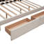 Lit plateforme tapissier avec 2 tiroirs et 1 lit gigogne simple TG, tissu de lin, grand-290962495