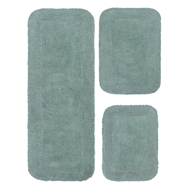 Ensemble de tapis pour salle de bain 3 pièces Aceyon, Bleu