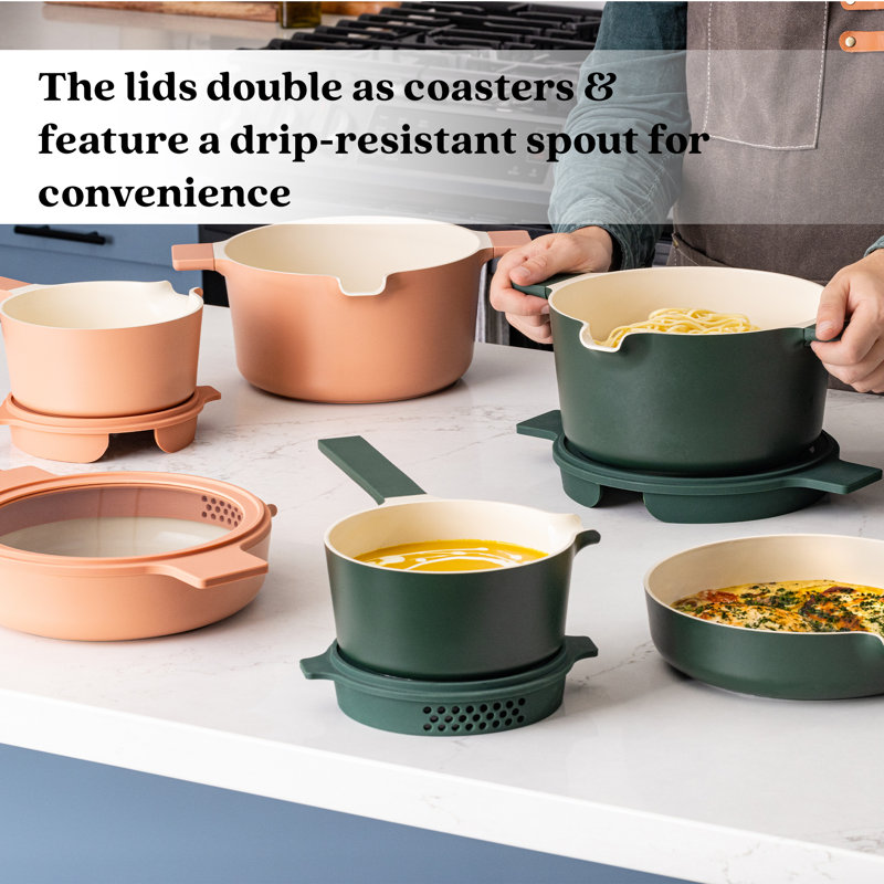 Alva 5-in-1 Green Ceramic Nonstick Cookware Set