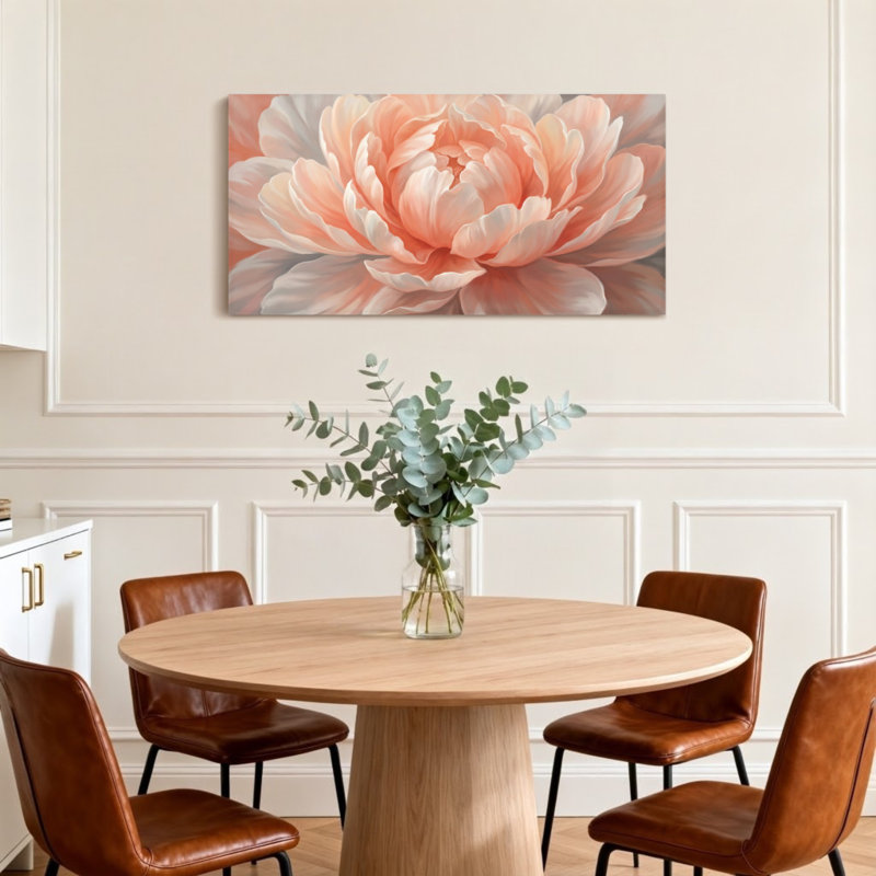 «Plants & Flowers Soft Peach», reproduction d'art sur toile, H 28 po x l 58 po