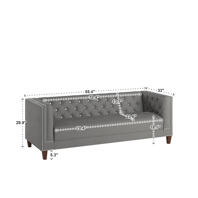 Canapé à accoudoirs carrés en velours 85,4 po Wilder
