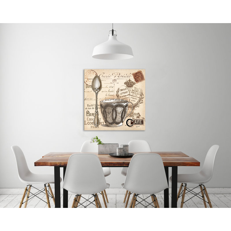 Paris Coffee Postcard II by Tre Sorelle Studios - Wrapped Canvas Print, 45.72cm H x 45.72cm W
