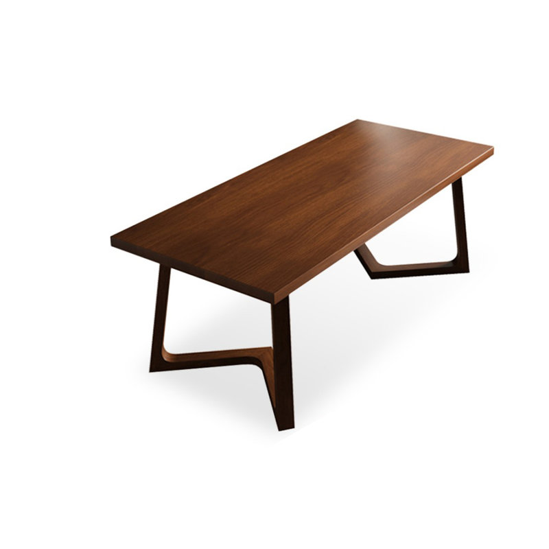 Light-walnut Rectangular Solid Wood desk, 29.53" H x 55.12" W x 27.56" D