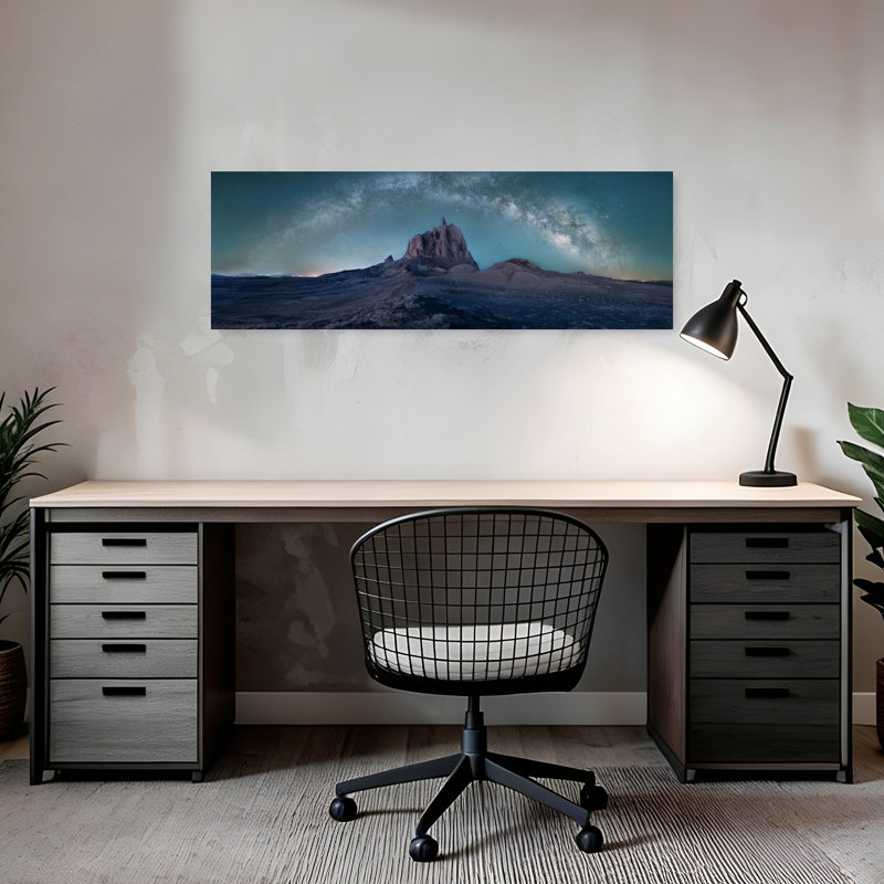 Milky Way Desert Mountain 1 Piece Wrapped Canvas Panoramic Wall Art, 30.48 cm H x 91.44 cm W