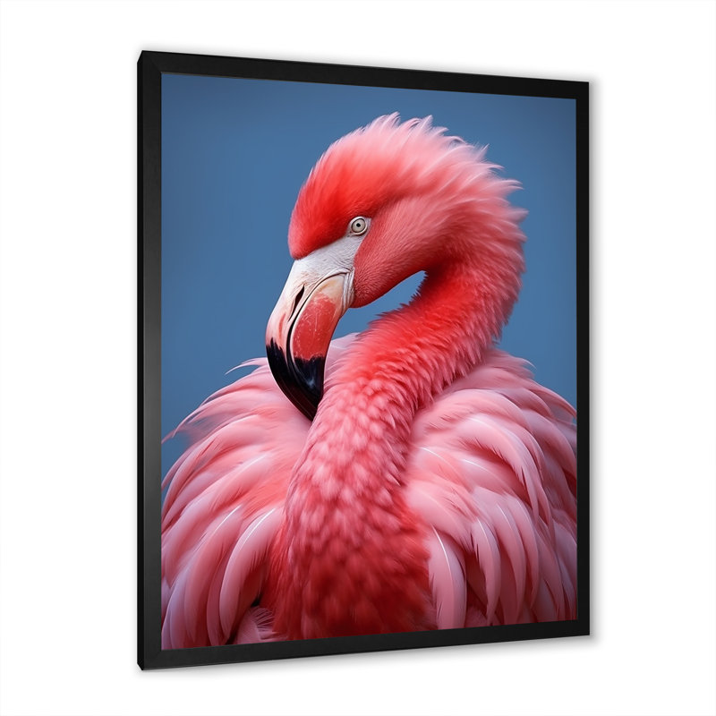 «Pink Flamingo Haven I», reproduction d'art sur toile, Cadre simple noir, H 20 po x l 12 po x P 1 po