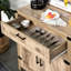 Armoire de cuisine en chêne de style industriel, buffet d'appoint avec tiroir et tablette en bois réglable