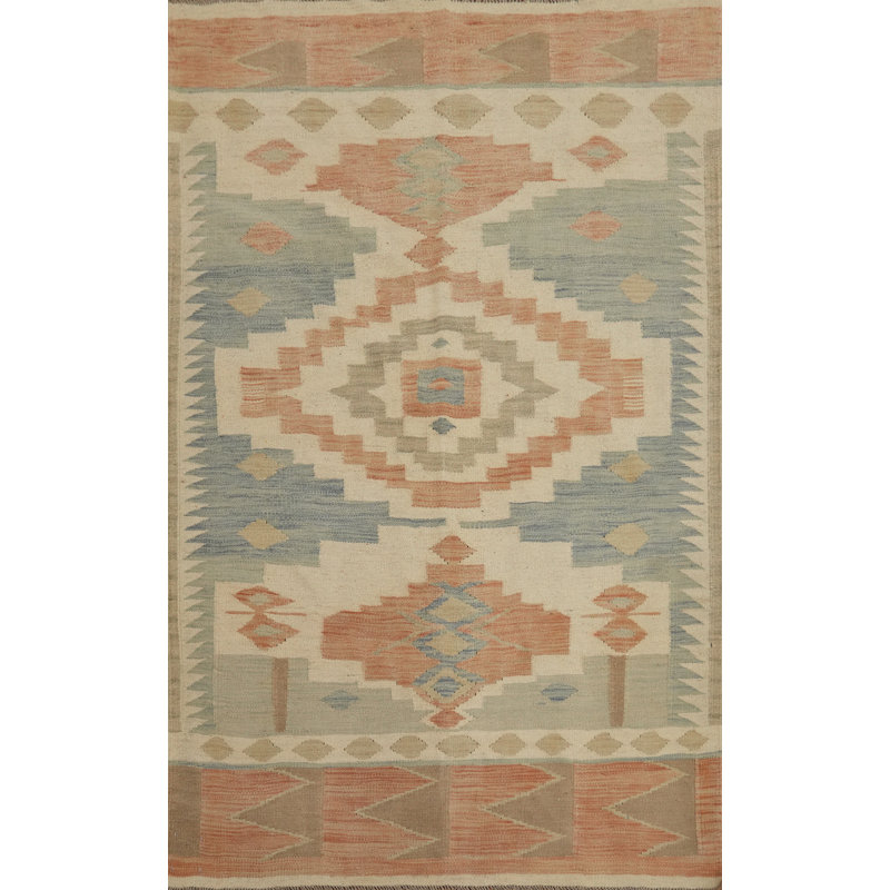 Tapis géométrique Kilim tissé à la main 4 x 6