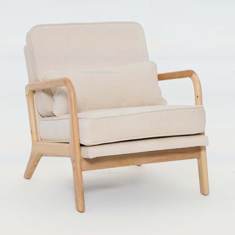 Fauteuil d'appoint confortable, Beige, Naturel