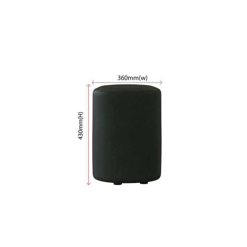Faux Leather Round Stool Seating , Leaf Green