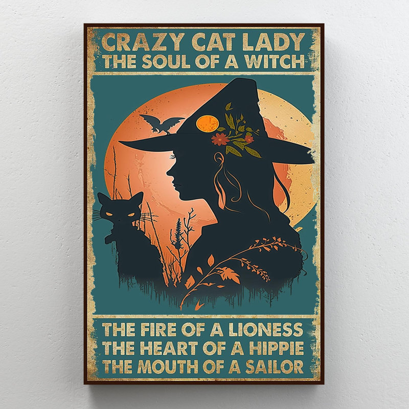 Crazy Cat Lady - 1 pièce, impression rectangle Pri Crazy Cat Lady - 1 pièce, impression sur toile tendue sur toile tendue
