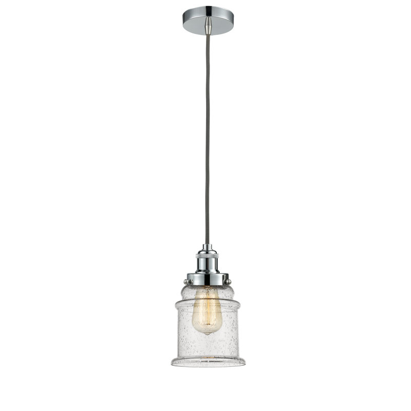 Luminaire suspendu en forme de cloche à 1 lumière Waterville, Chrome poli / Gris