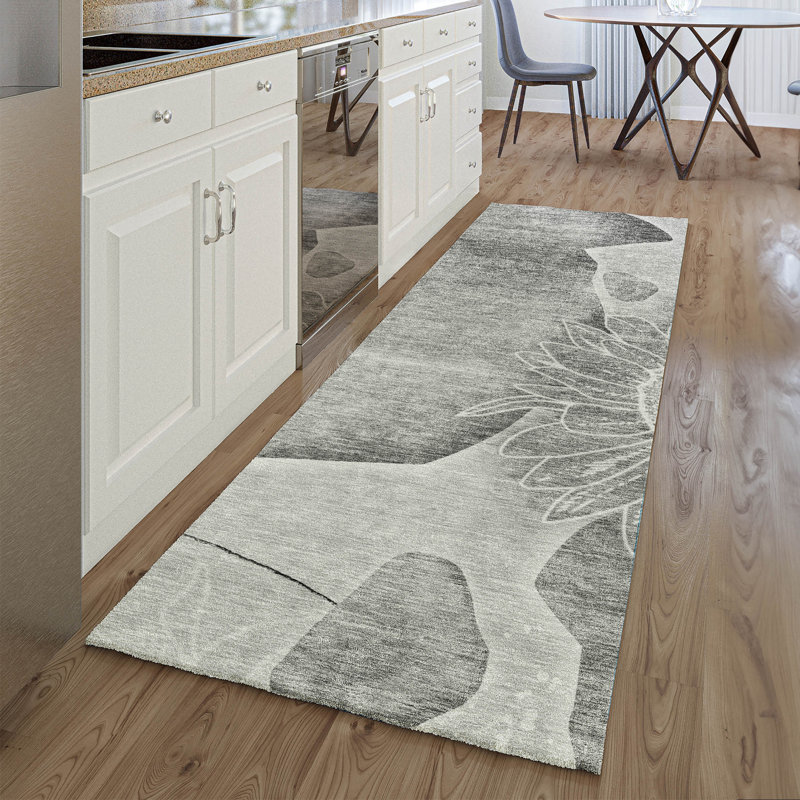 Premium Machine Washable Prisco Gray Rug, Runner 2'3" x 7'6"