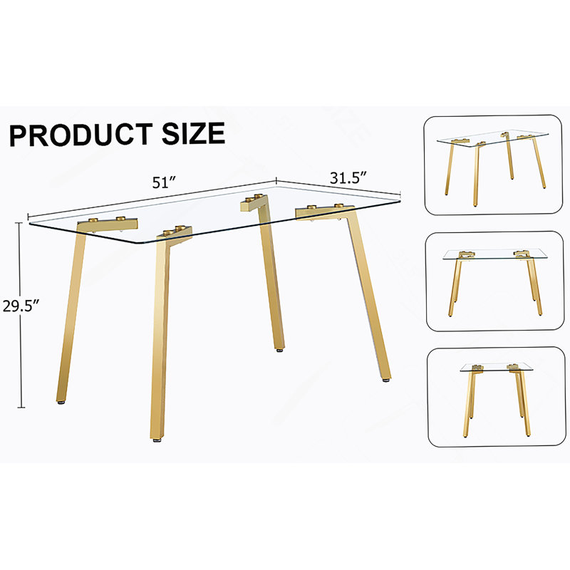 Table de salle à manger rectangulaire 1 pièce sans chaise