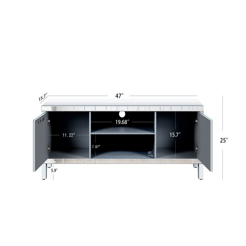 Meuble audio-vidéo 47 po avec portes en verre Diamond, 47"