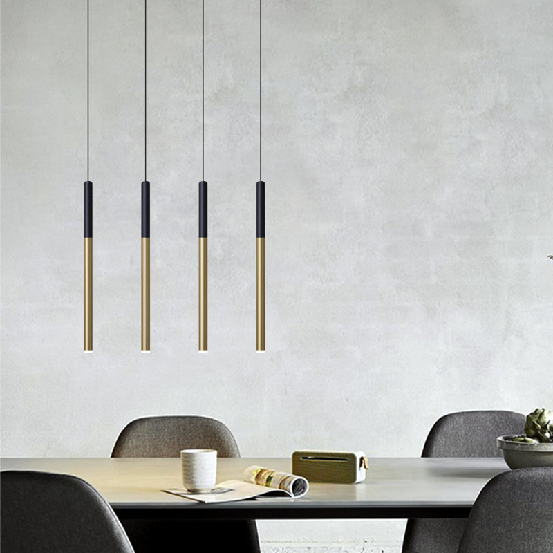 Baileyton 4 - Light Kitchen Island Pendant, Black Top and Brushed Brass