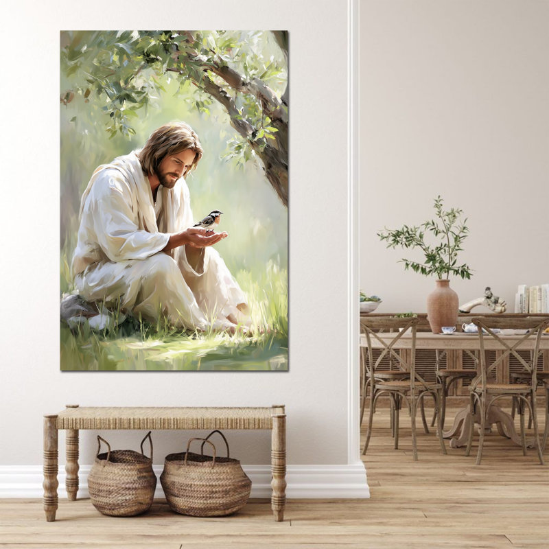  «Spring Jesus», art mural sur toile, peintures murales de printemps, peinture religieuse et naturelle, affiche à impressions chrétiennes pour le salon et la chambre à coucher