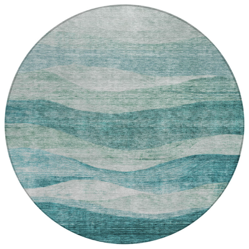 Louisa Seafoam Washable Indoor-Outdoor Rug - , 8' x 8'