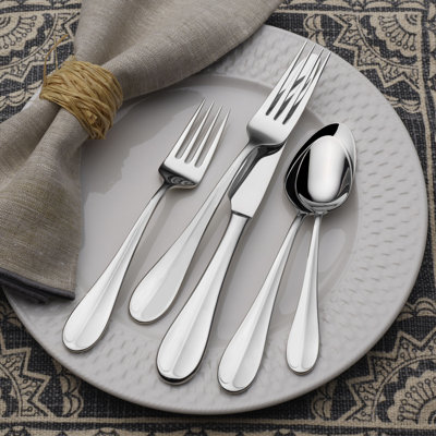 Fitz And Floyd Nevaeh Grand 45-Piece 18/10 Stainless Steel Flatware Set, Service For 8