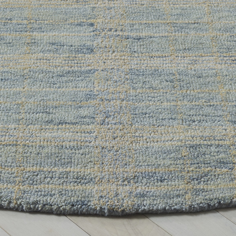 Genre Hand Tufted Wool;Cotton Plaid Rug, Round 6'