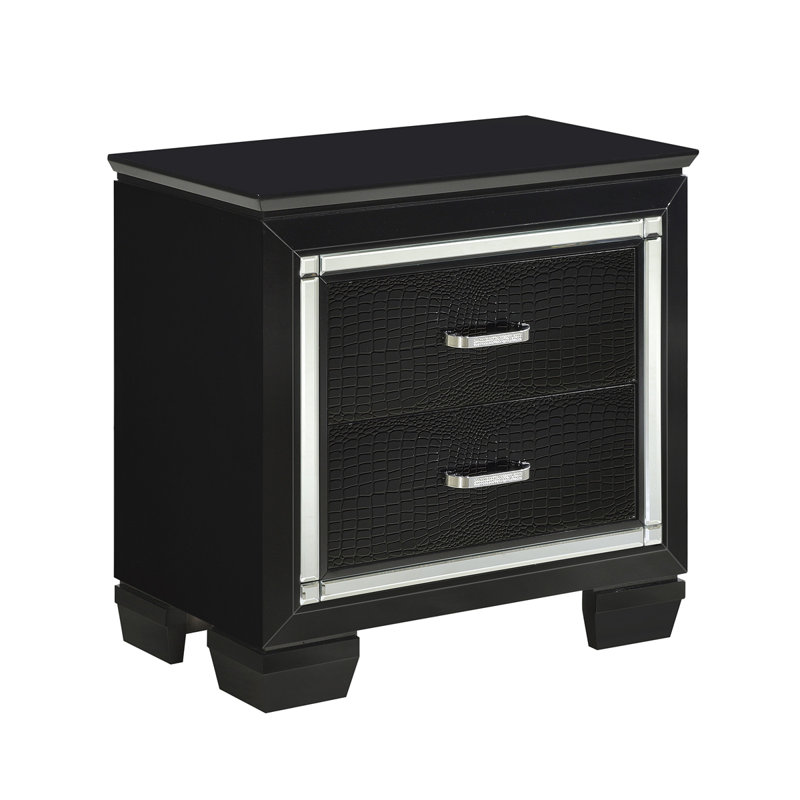 Oscar 28"W 2-Drawer Nightstand, Black