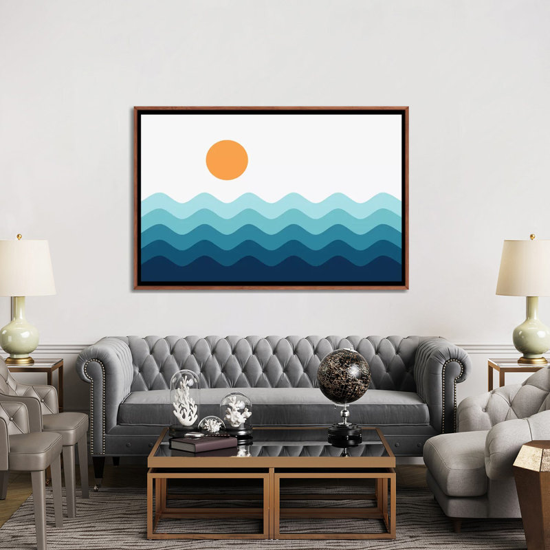 Paysage abstrait, impression d’art graphique, Pas de tapis, H 40 po x l 60 po x 1,5 po, Cadre bois classique