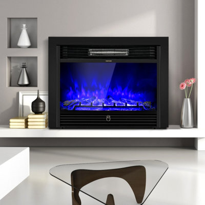 28.5 in. Electric Fireplace Insert with 3 Flame Colors, 5 Brightness Levels, Timer, Overheating Protection, Black
