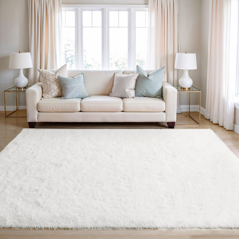 Super Soft Shaggy Area Rug, White, Rectangle 200 x 280cm