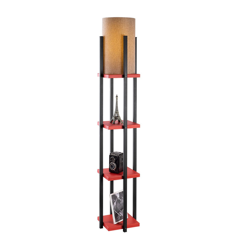 9.83'' Column Floor Lamp, Brown, Red