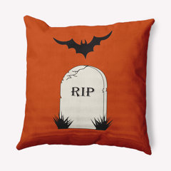 Full Moon Bat Hooked Pillow  Hooked Halloween Pillows 