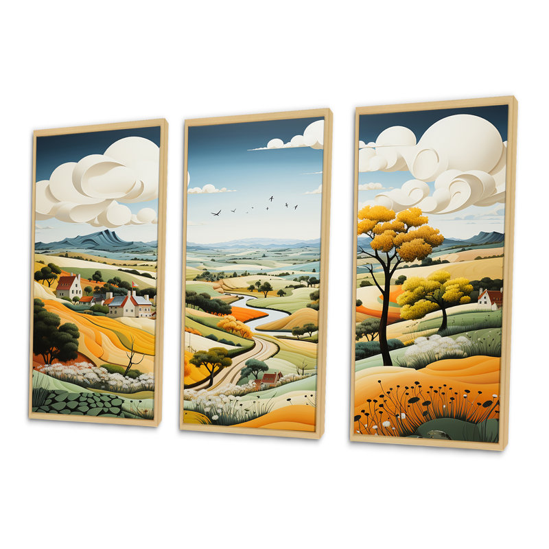 Ensemble de décoration murale champêtre De Stijl Lansdcape II, Cadre naturel flottant, H 40 po x l 60 po x P 1 po