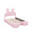 Full Size Platform Bed With Storage Stools Princess Upholstered Platform Bed With Cartoon Ears Shaped Headboard And Light