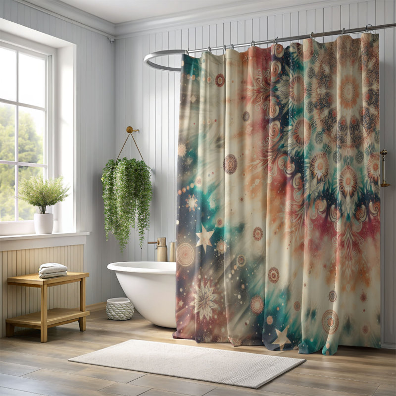 Rideau de douche 1 pièce Glitter Tie-Dye Waves, H 74 po x l 71 po