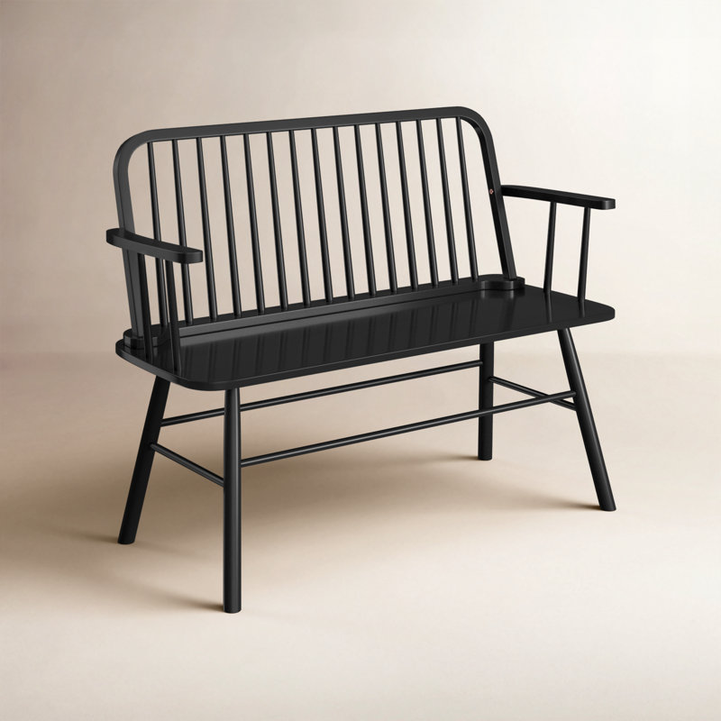 Banc en bois massif Sireen, Noir