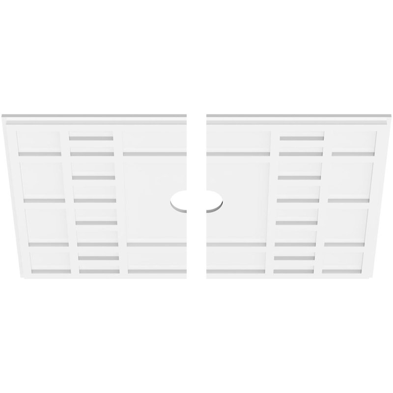 Médaillon de plafond contemporain en PVC de qualité architecturale, deux pièces l 32 po x H 21 3/8 po x P 3 po x P 11 po x P 1 po