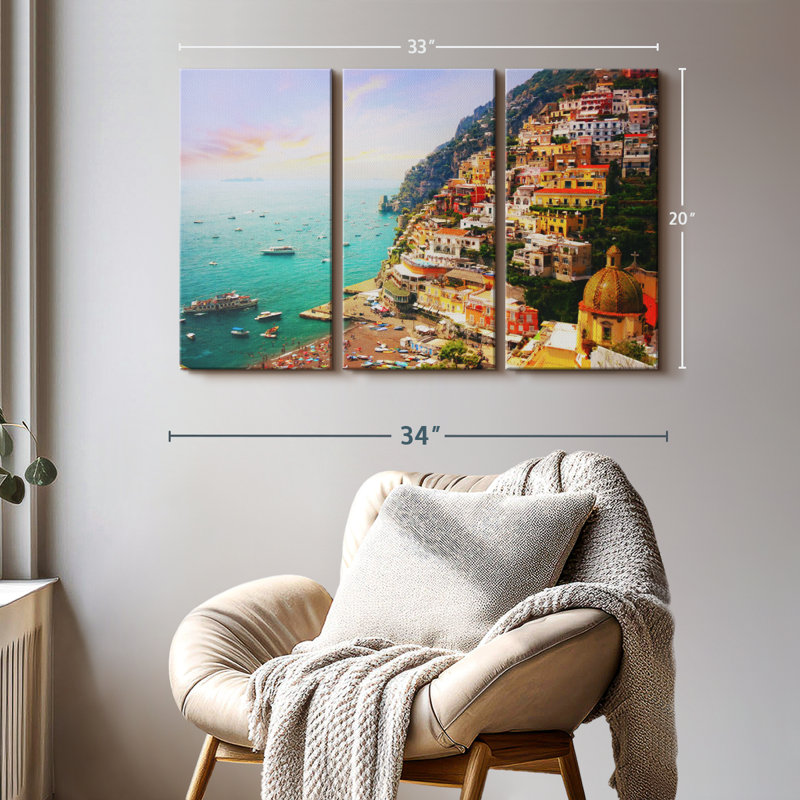 «Bustling Village Of Positano» sur, H 20 po x l 33 po