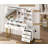 Stafan Vanity Desk with Mirror and LED Light-3 Lighting Modes, Charging Station, 5 Large Drawers and 3 Tiers of Open Shelves for Bedroom-70029281