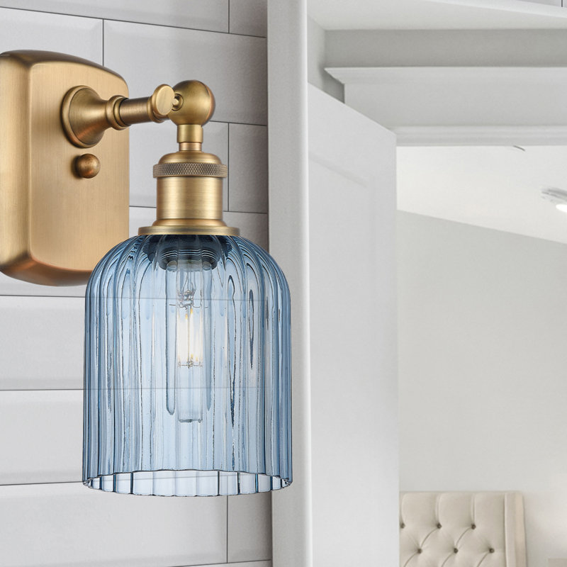 Northgate Steel Armed Sconce, Brushed Brass, Princess Blue