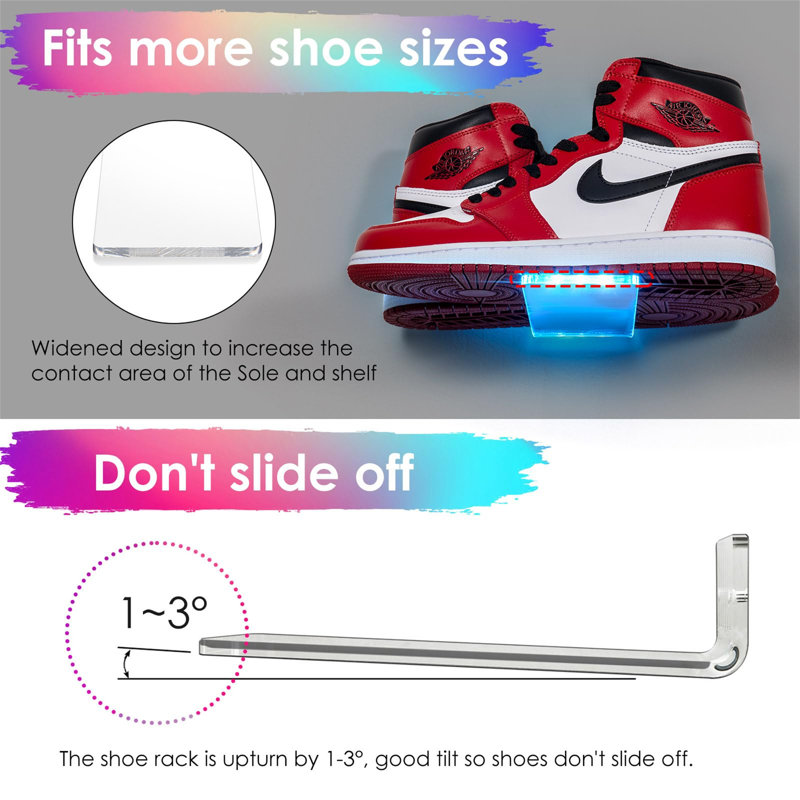 Floating Shoe Display 6-Pack With Remote And App Controls, Music Sync Colour Changing Shoe Shelf For Wall, RGB Colour Changing Levitating Hanging Shoe Rack, Display Your Top Shoes