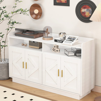 Commode, armoire de bar, armoire de rangement Buffet Buffet, console de service de buffet, armoire de table, pour salle à manger, salon, couloir de cuisine, panneaux de porte en forme, poignée en métal doré