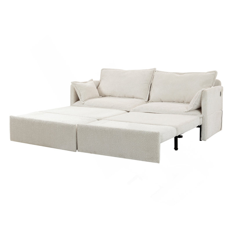 Canapé-lit ergonomique 3-en-1 de 73,6 po - Canapé-lit de soutien en velours côtelé, canapé et lit en forme de L, capacité de 800 lb, rangement latéral et charge USB / Type-C pour le salon et les appartements