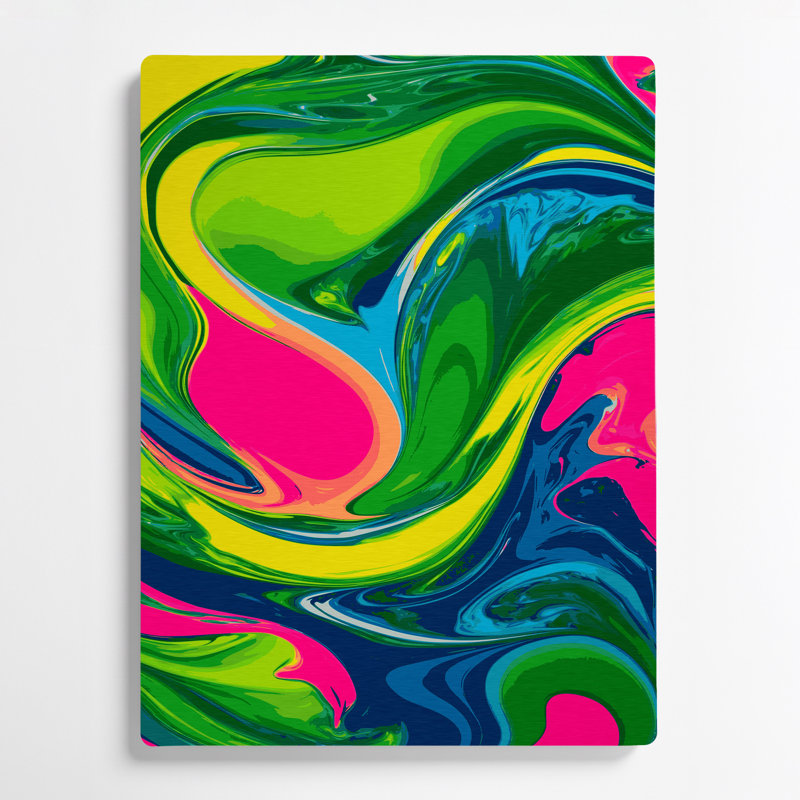 Abstrait art fluide en métal vert 28, H 20 po x l 24 po