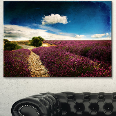 «Lavender Field with Dramatic Blue Sky», reproduction de photo sur toile tendue