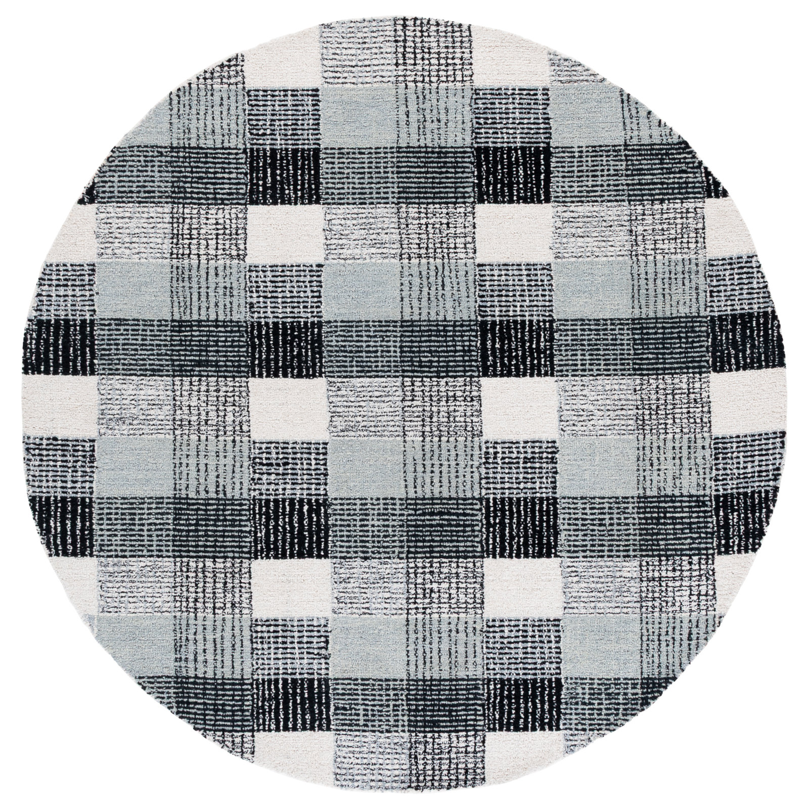 Genre Hand Tufted Wool;Cotton Plaid Rug, Round 6'