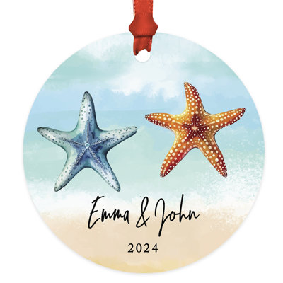 Custom Romantic Starfish Couple Ornament For Christmas Tree