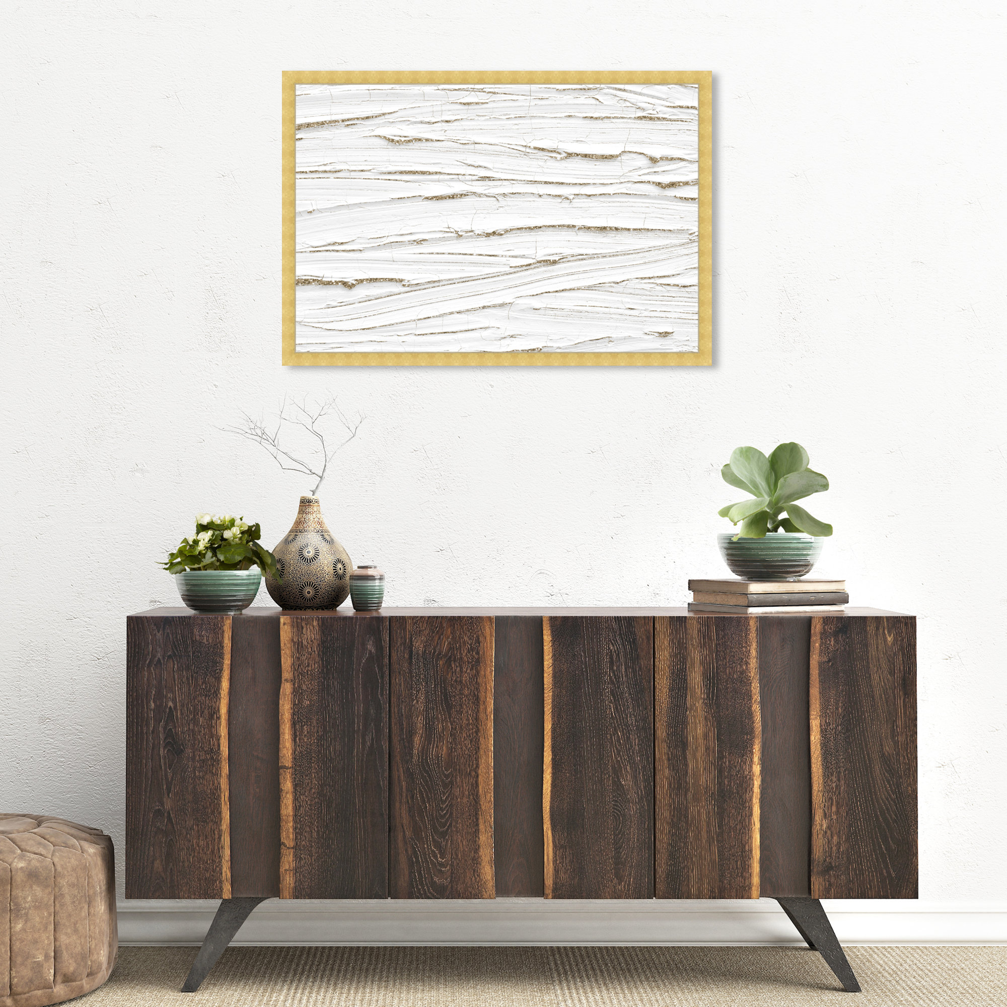 White Texture by Oliver Gal, Gold, 22" H x 32" W