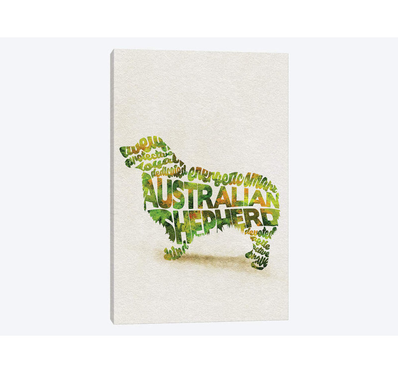 «Australian Shepherd» par Ayse Deniz Akerman, reproduction d'art sur toile tendue, H 26 po x l 18 po x P 1,5 po, Toile tendue